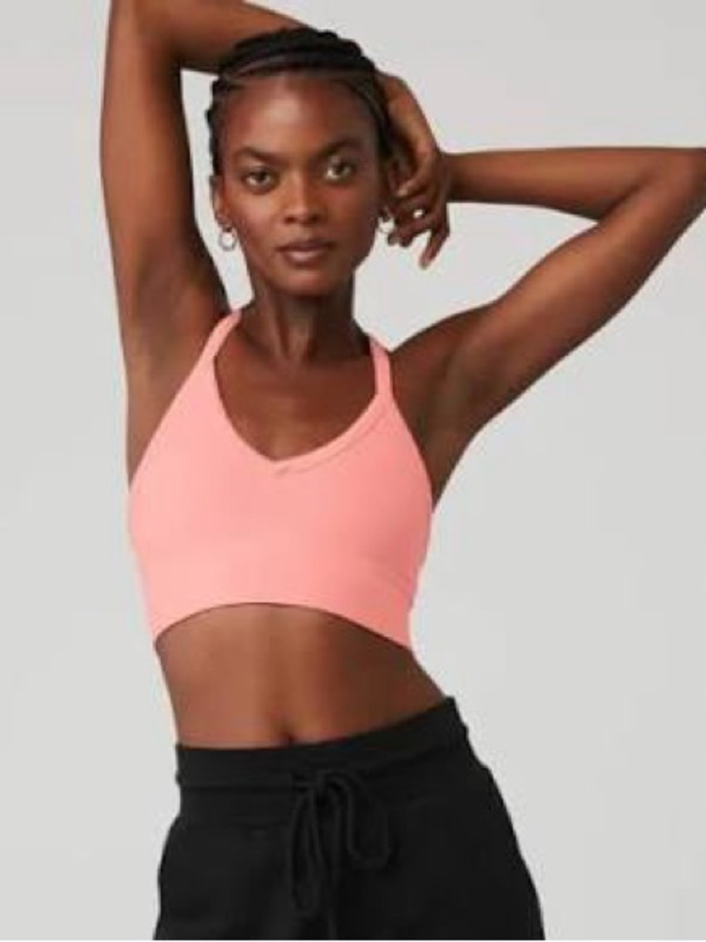 Alo yoga ribbed low back sports bra pink lemonade medium